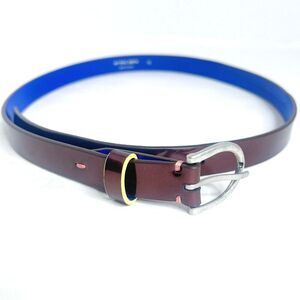 y2k Vintage Paul Green Women's Burgundy Patent Leather Skinny Belt Size 75 30